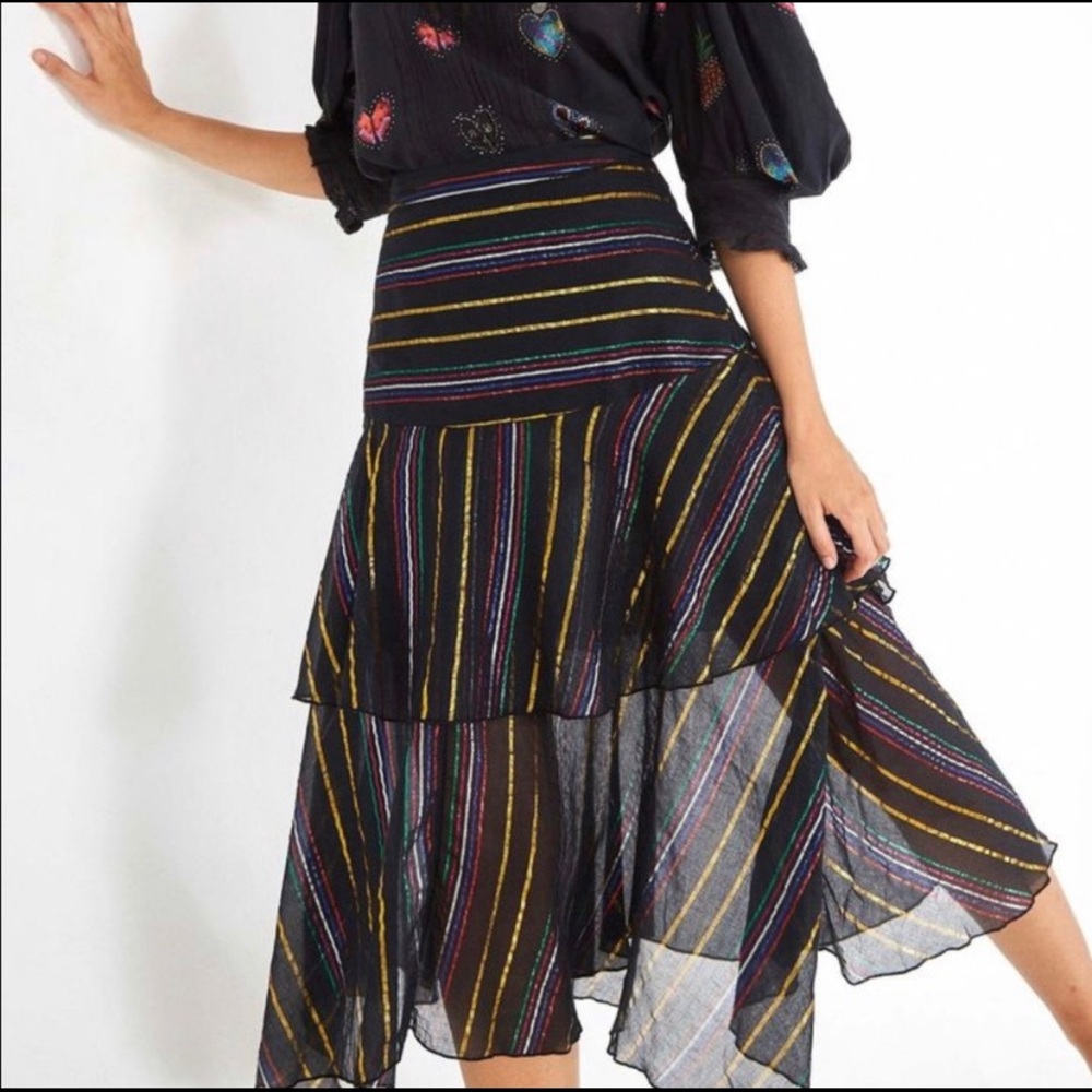 Farm Rio Lurex Striped Skirt